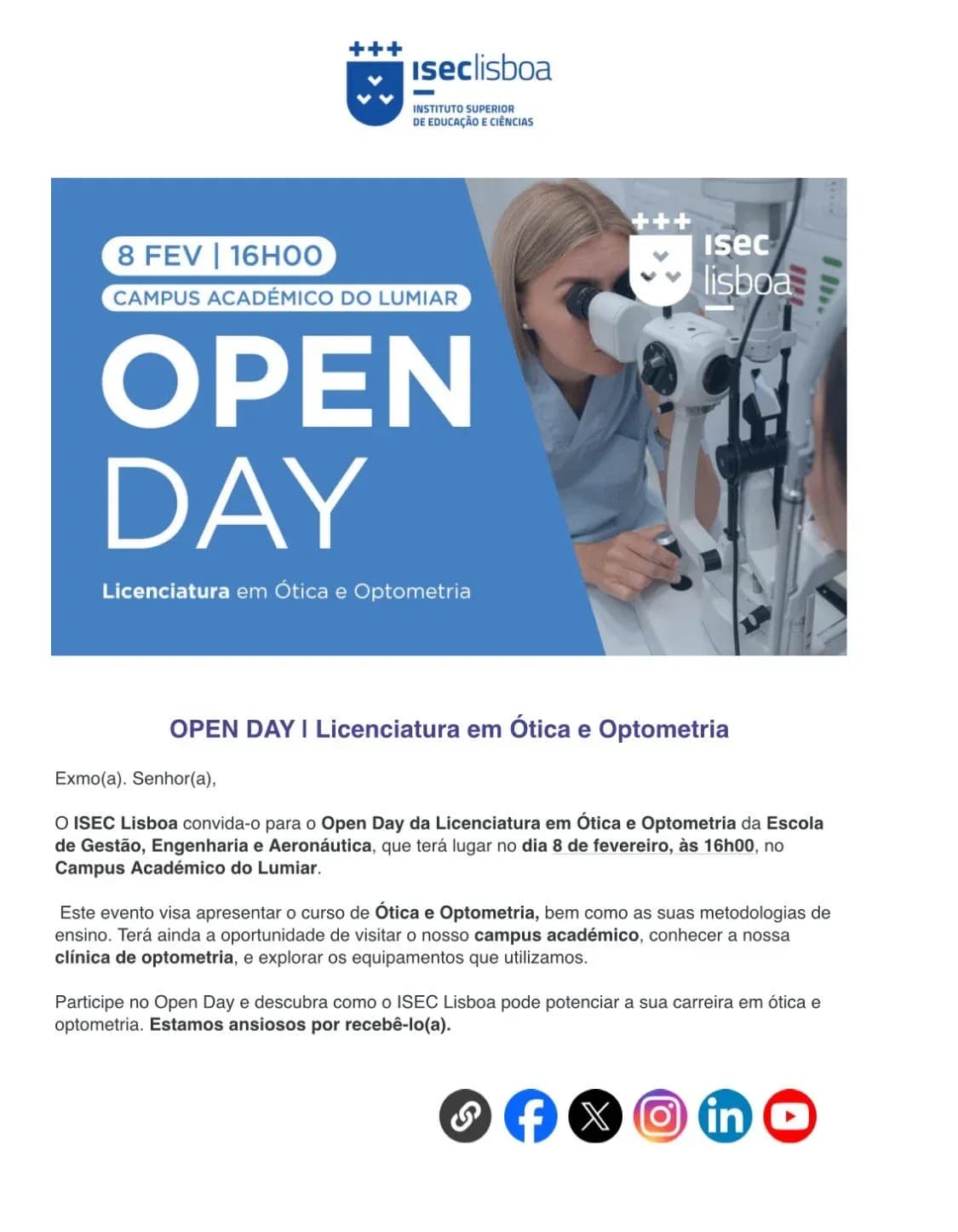 ISEC Lisboa | Open Day | Licenciatura em Ótica e Optometria