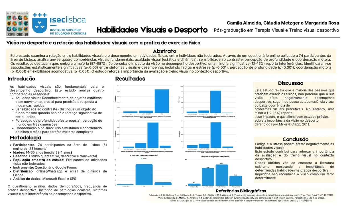 Poster Visão no desporto e a relação das habilidades visuais com a prática de exercício físico