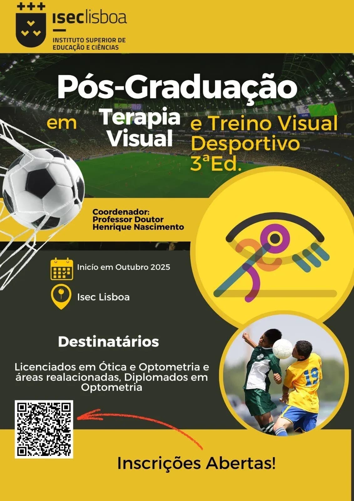 3.ª Edição da Pós-Graduação em Terapia Visual e Treino Visual Desportivo