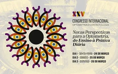 Cartaz de apresentação do XXV Congresso Internacional de Optometria e Contactologia - Novas Perspectivas para a Optometria, do Ensino à Prática Diária