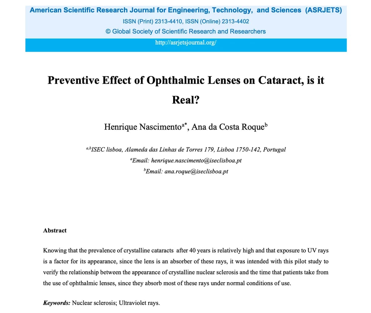 Preventive Effect of Ophthalmic Lenses on Cataract, is it Real?