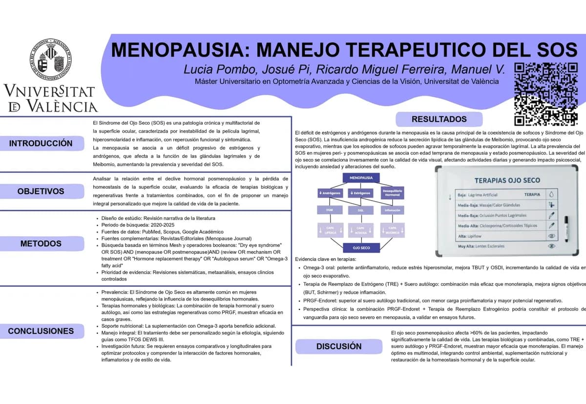 Poster Menopausia: Manejo Terapéutico del SOS (Síndrome do Olho Seco)